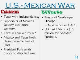 Consequences of the Mexican-American war.